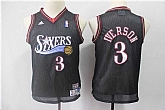Youth 76ers 3 Allen Iverson Black Hardwood Classics Jersey,baseball caps,new era cap wholesale,wholesale hats